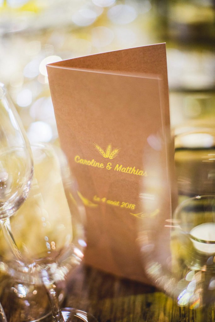 Gros plan sur un menu de mariage
